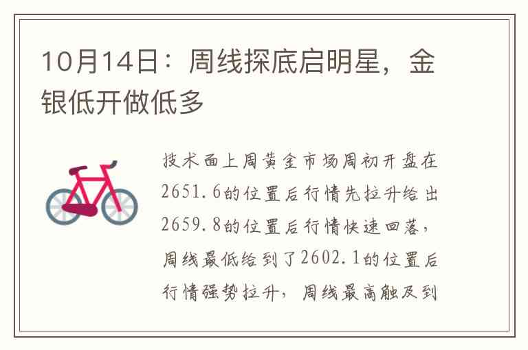 10月14日：周线探底启明星，金银低开做低多