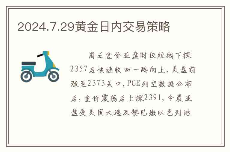 2024.7.29黄金日内交易策略